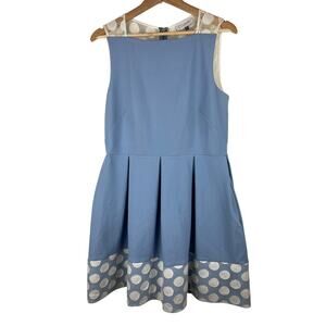 Closet London Women's 12 Blue White Polka Dot Lace Sleeveless Mini Dress *‎